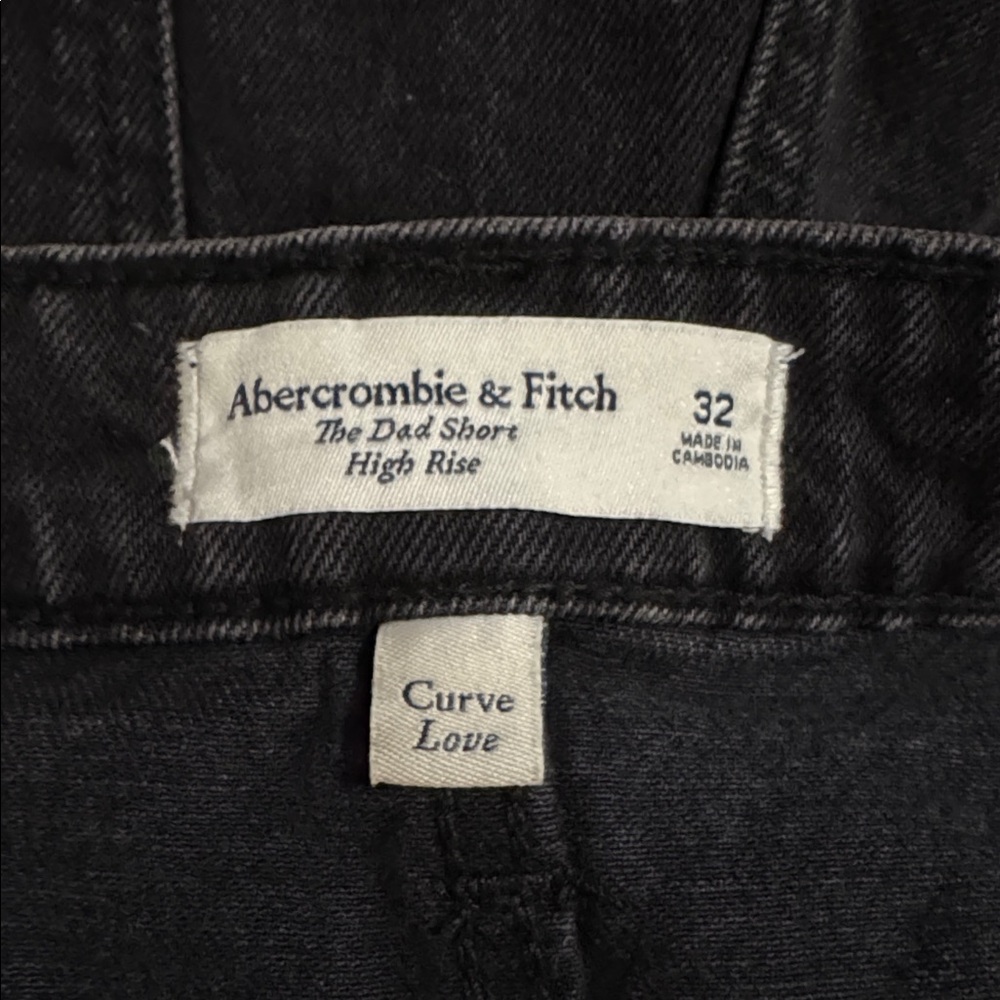 Abercrombie & Fitch Curve Love High Rise Dad Shorts Black Stretch Denim NWT-32 - Picture 8 of 9